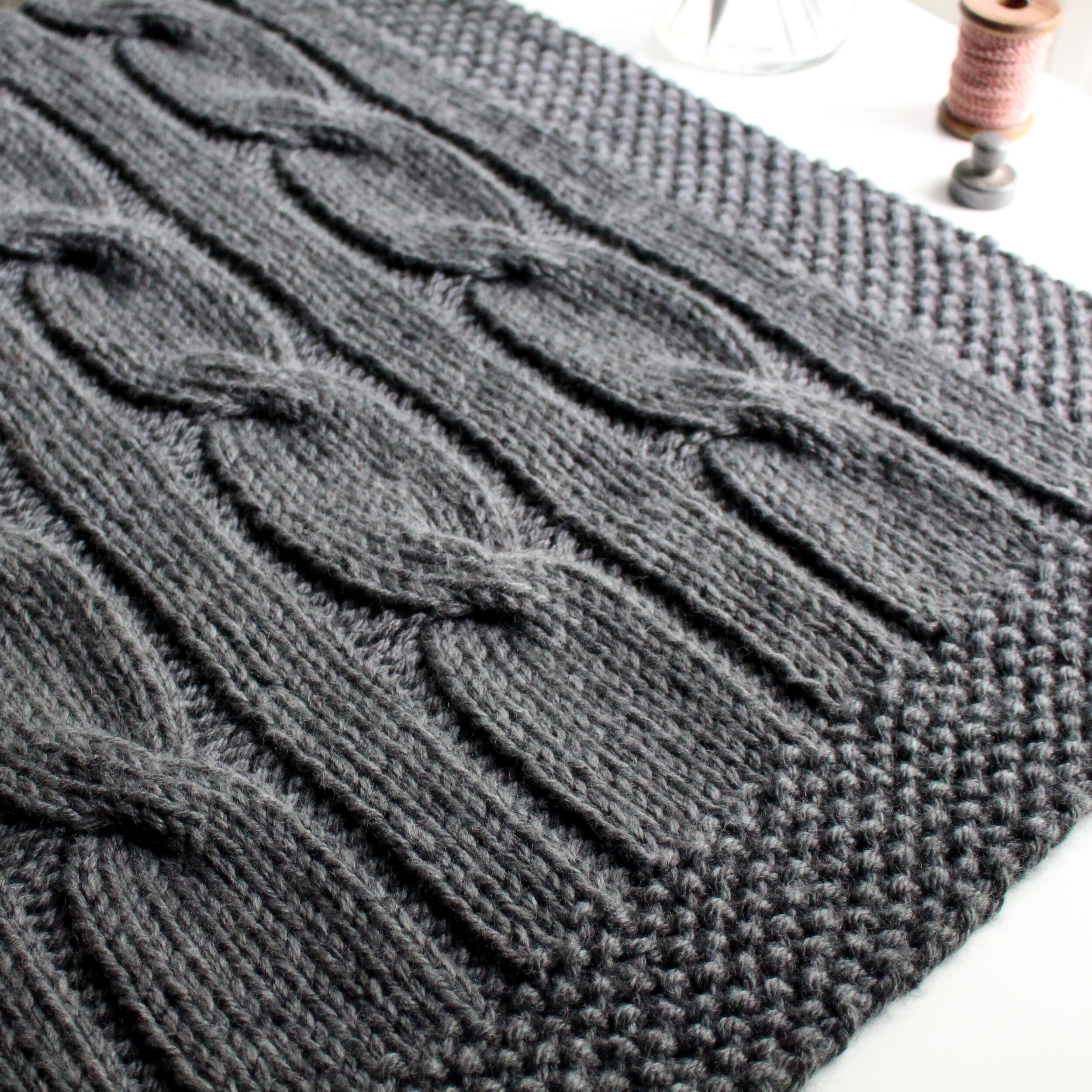 Easy Cable Blanket Afghan Chunky Knitting Pattern for Super Bulky
